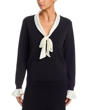 Tahari Layered Look Tie Neck Sweater - Blue