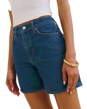 Reformation Ray Mid Rise Denim Shorts - Blue