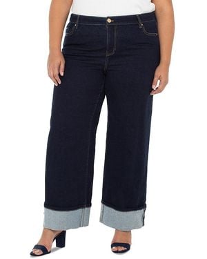 Liverpool Los Angeles Plus Morgan Cuffed Wide Leg Jeans - Blue