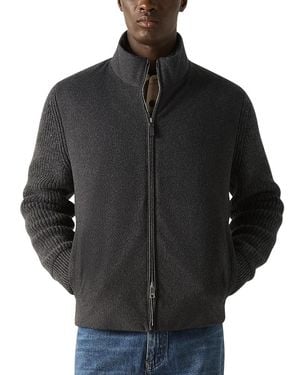 ZEGNA Oasi Cashmere Stand Collar Zip Cardigan Sweater - Black