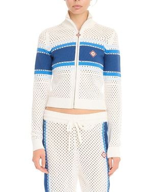 CASABLANCA Mesh Stripe Bomber Jacket - Blue