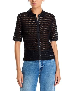 FRAME The Short Sleeve Bubble Stitch Shirt - Black