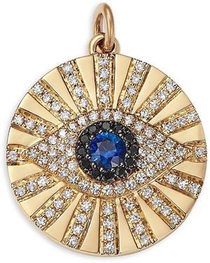 Moon & Meadow 14K Kate Sapphire & Diamond Evil Eye Pendant - Metallic