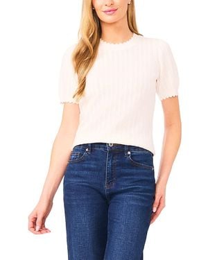 Cece Pointelle Short Sleeve Sweater - Blue