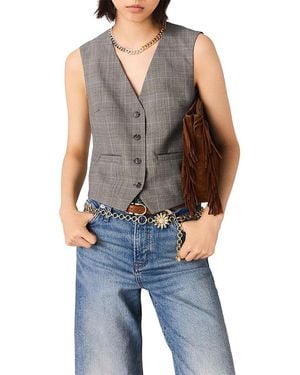 Maje Deep V Tailored Waistcoat - Blue