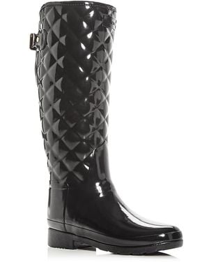 HUNTER Refined Quilted Tall Welly - Black