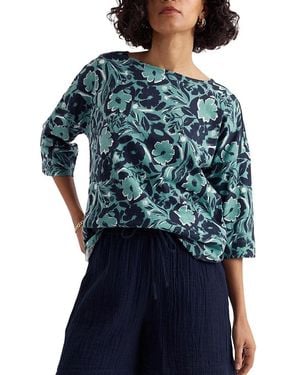 Seasalt Cornwall Tremayne Quay 3/4 Sleeve Jersey T-Shirt - Blue
