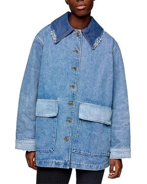 Ganni Patchwork Denim Jacket - Blue