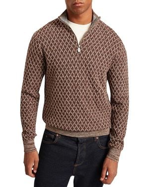 Ted Baker Dammon T Stitch Funnel Neck Zip Pullover - Brown