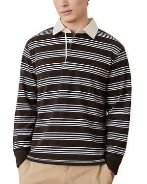 Corridor NYC Mini Stripe Rugby Long Sleeve Polo Shirt - Gray