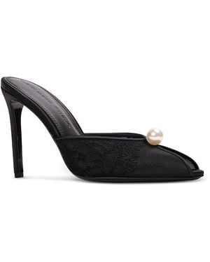 Black Suede Studio Pearl Mesh Slipper Court Shoes - Black