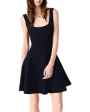 Maje Rowill Jacquard Skater Dress - Blue