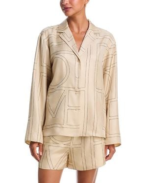 TOTEME Monogram Silk Pajama Top - Natural