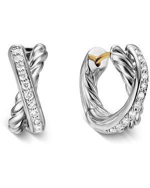 David Yurman Crossover Huggie Hoop Earrings - White