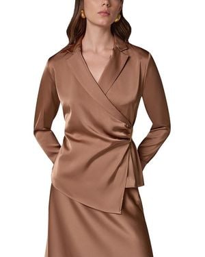 Donna Karan Hardware Trim Faux Wrap Blouse - Brown