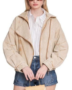 Avec Les Filles Cotton Layered Bomber Jacket - Blue