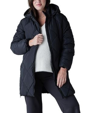 Ingrid & Isabel Hooded Longline Puffer Maternity Jacket - Blue