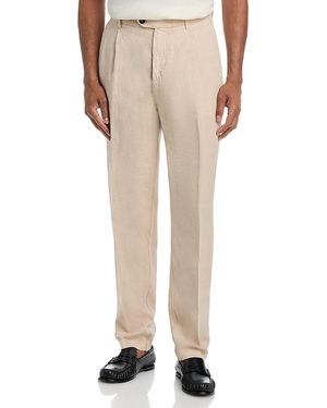 Eleventy Garment Dyed Linen Relaxed Fit Pleated Pants - Natural