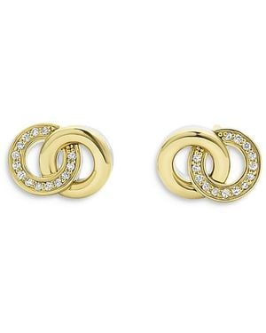 Lagos 18K & Sterling Signature Caviar Diamond Interlocking Stud Earrings - Metallic