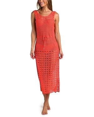 Sunshine 79 Haute Crochet Maxi Dress Cover Up - Red