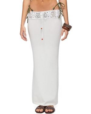 Edikted Maven Crochet Waist Knit Maxi Skirt - White