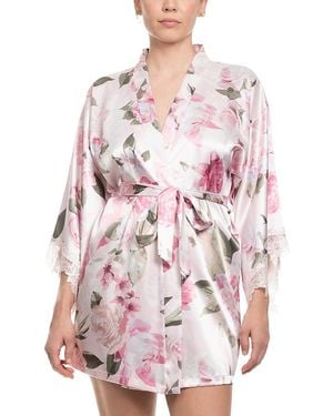 In Bloom Satin Wrapper Robe - Pink