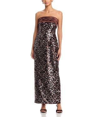 MILLY Hanna Sequined Column Maxi Dress - Brown