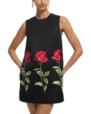 LEO LIN Yvonne Embroidered Mini Dress - Black