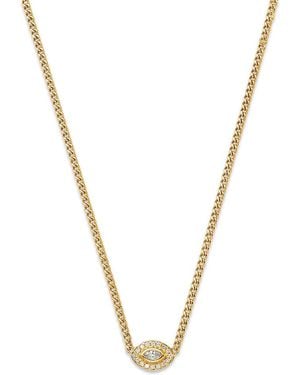 Zoe Chicco 14K Diamond Eye Pendant Necklace, 14-16 - Metallic
