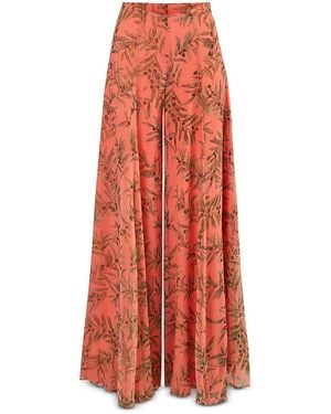 Carolina Herrera Iris Silk Printed Wide Leg Pants - Red