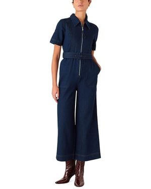 Whistles Pintuck Belted Jumpsuit - Blue