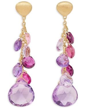 Marco Bicego 18K Paradise Multi Gemstone Chain Drop Earrings - Pink