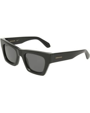 Ferragamo Chunky Angled Rectangular Sunglasses, 50Mm - Gray