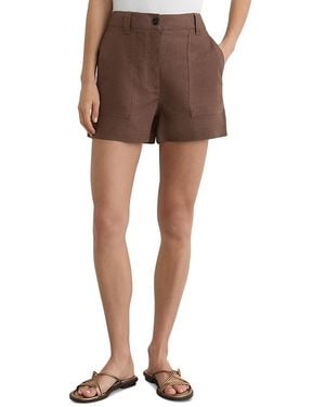 Reiss Ashby High Rise Linen Shorts - Brown
