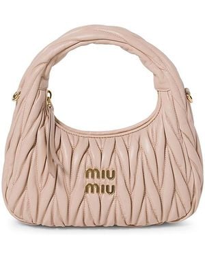 Miu Miu Wander Matelasse Nappa Lleather Hobo Bag - Pink