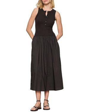 Sanctuary Breakaway Mixed Media Midi Dress - Black