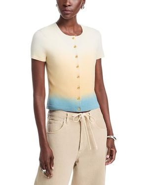 3.1 Phillip Lim Ombre Knit Short Sleeve Cardigan - Blue
