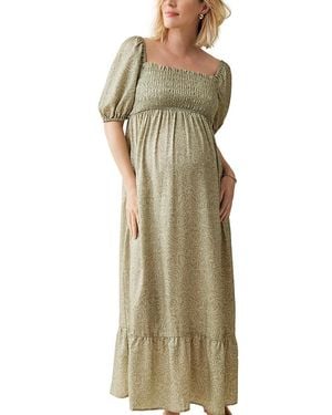 Ingrid & Isabel Elbow Sleeve Smocked Maxi Dress - Green