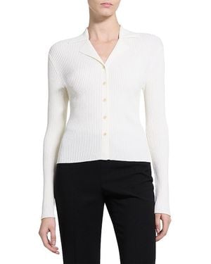 Theory Rib Knit Slim Fit Cardigan Sweater - White