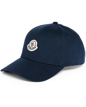 Moncler Gabardine Logo Cotton Baseball Cap - Blue