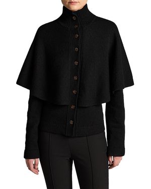 Vince Turtleneck Cape Cardigan - Black