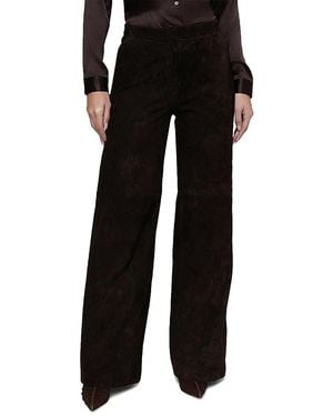 L'Agence Livvy Suede Straight Pants - Black