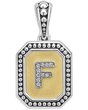 Lagos Signature Caviar Sterling & 18K Octagon Diamond A Initial Charm, 0.05 Tcw - Metallic
