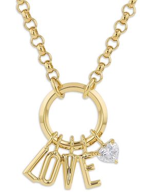 Phillips House 18K Initial Diamond Love Charm Pendant Necklace, 16-18 - Metallic