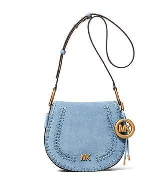 Michael Kors Josie Medium Suede Saddle Bag - Blue