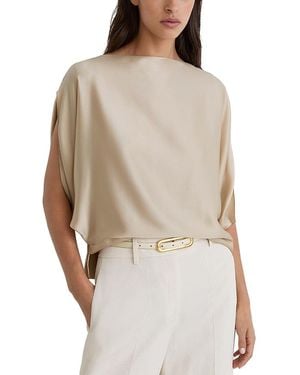 Reiss Silk Boat Neck Top - Natural