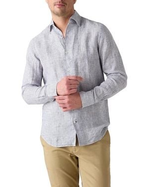 Robert Talbott Morgan Medium Stripe Linen Shirt - Gray