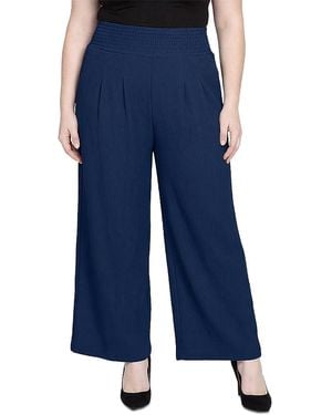Standards & Practices Plus High Rise Smocked Waist Wide Leg Palazzo Pants - Blue