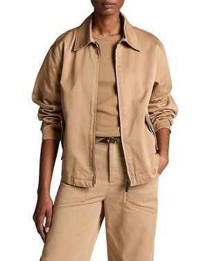 Vince Washed Cotton Zip Front Jacket - Natural