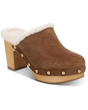 Veronica Beard Larken Shearling Lined Platform Clogs - Brown